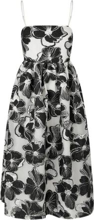 Stine Goya Anemone Jacquard Midi Jurk - Dames - Casual kleedjes - Zwart - XS - Polyester - Kleedjes