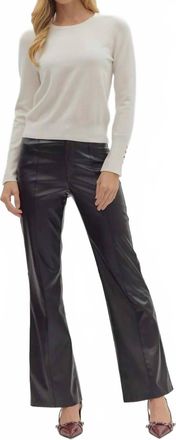 Entro Solid Button Detail Cuff Long Sleeve Top In Cream