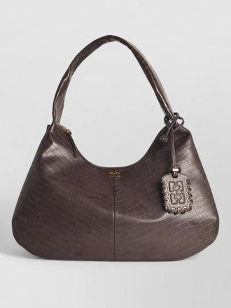 Ganni croco xxl recycled leather blend shoulder bag