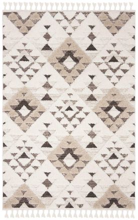 Safavieh Alfombra de polipropileno blanco/marr&oacute;n, 201 x 279 cm
