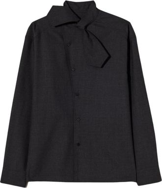Plan C Blouse met sjaalkraag - Dames - Overhemden - Grijs - S - Overhemden