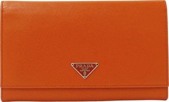Prada Orange Leather Long Wallet (Bi-Fold) (Pre-Owned)