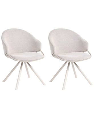 Beliani Set Di 2 Sedie Da Pranzo Scandinave In Tessuto Idrorepellente Bianco Sporco Mystic
