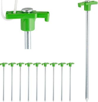 OEM Estacas Para Roca - Juego De 10 - Terreno Duro - 25 Cm - Acero Galvanizado - Verde Claro