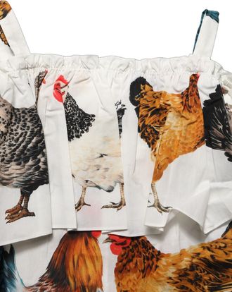 Dolce & Gabbana Rooster-Print Cotton Poplin Blouse - White