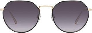 Quay Rooftop 56mm Polarized Round Sunglasses in Black Gold/Smoke at Nordstrom Rack