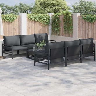 vidaXL Conjunto De Sof&aacute; De Jard&iacute;n 7 Pcs Antracita Acero & Tela Vidaxl