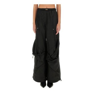 The Attico Wide Trousers, female, Black, Size: S Long Pant