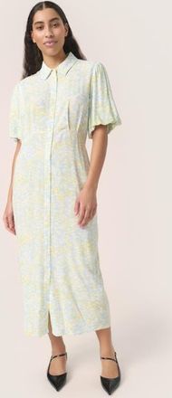 Soaked In Luxury Wynter Midi Half Sleeve Shirt Dress in Skyway Dizzy Print at Nordstrom, Size X-Small