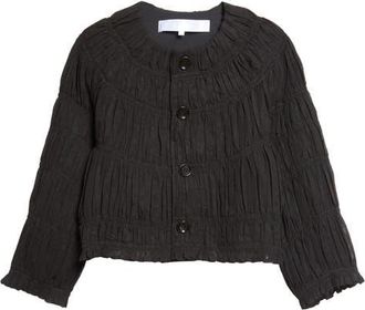 Comme Des Gar&ccedil;ons Yarn Dyed Shirred Crop Jacket in Black at Nordstrom, Size Medium