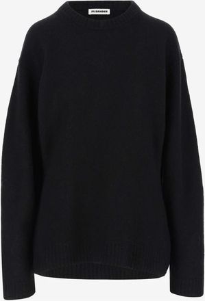 Jil Sander Zwarte Wollen Trui met Ronde Hals - Dames - Ronde hals truien - Zwart - S - Wol - Truien & Vesten