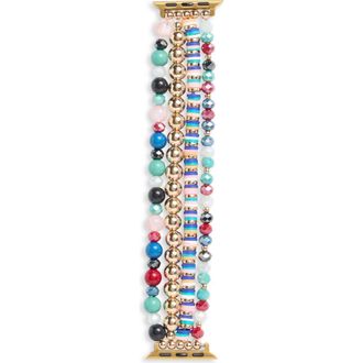 Nordstrom Rack Embellished Apple Watch Watchband in Blue Multi- Gold at Nordstrom Rack