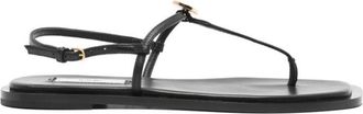 Toteme Black T-Strap Leather Sandals