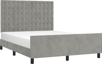 vidaXL Estructura De Cama Sin Colch&oacute;n Terciopelo Gris Claro 140x190 Cm Vidaxl