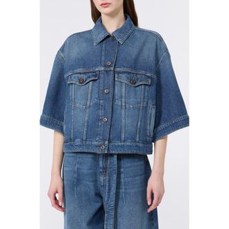 Max Mara Liuti Crop Denim Jacket in Navy at Nordstrom, Size 12