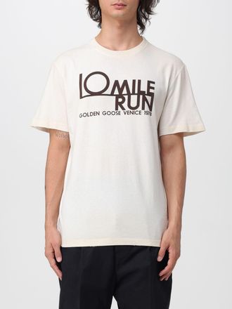Golden Goose T-shirt girocollo in cotone con logo a contrasto