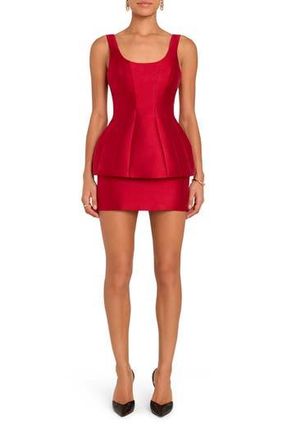 Amanda Uprichard Empire Pleated Peplum Cocktail Minidress in Scarlet at Nordstrom Rack, Size X-Small