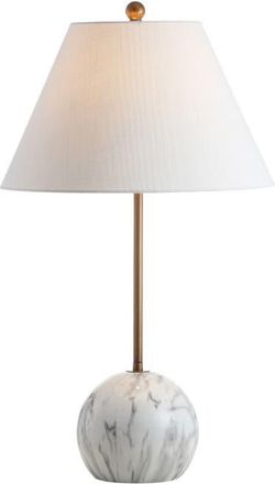 Jonathan Y Designs Miami 29 Minimalist Resin/Metal LED Table Lamp in Gold/white at Nordstrom