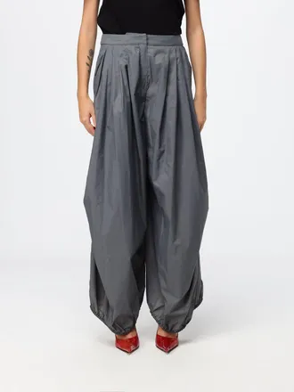 Emporio Armani Pantaloni a gamba larga in tessuto tecnico con coulisse