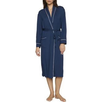 Eberjey Gisele Longline Robe in Navy/Navy at Nordstrom, Size X-Small