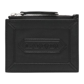 Lanvin Accessoires, Dames, Zwart, ONE Size, Leer, Zipped Card Holder With Lanvin Label