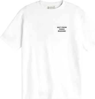 Dr&ocirc;le de Monsieur LE T-Shirt Slogan - Heren - T-shirts - Wit - L - Katoen - Tops
