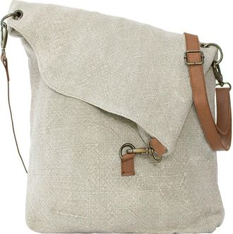 Vintage Addiction Foldover Jute & Leather Crossbody Bag in Ash Grey at Nordstrom Rack