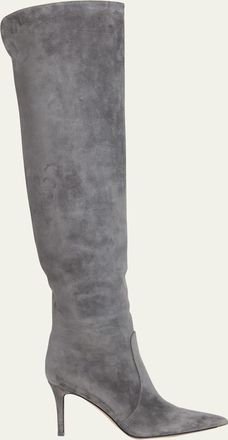 Gianvito Rossi Hansen Suede Pointed-Toe Knee Boots