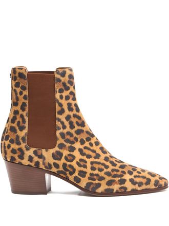 Casadei Stivaletti con stampa leopardata e tacco a blocco 50mm - Marrone