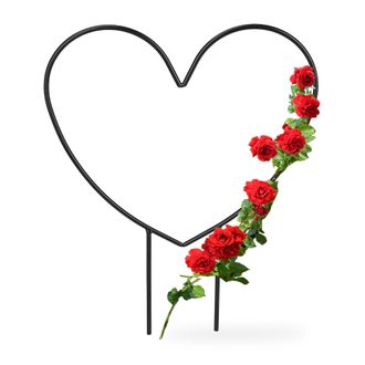Relaxdays Relaxdays - 10 Soportes Para Plantas Forma De Coraz&oacute;n, Met&aacute;lico, Plantas De Interior Y Macetas, 32 X 25 X 0,5 Cm Aprox., Negro