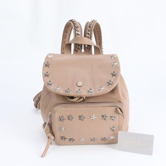 Jimmy Choo London Brown Pink Leather Backpack (Pre-Owned)