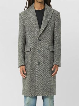 Golden Goose virgin wool herringbone single-breasted coat