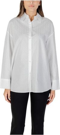 A|X Armani Exchange Elegante Katoenen Blouse met Wijde Manchetten - Dames - Overhemden - Wit - XS - Katoen - Overhemden