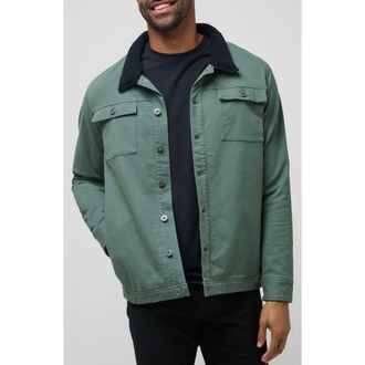 Travis Mathew Cloud Denim Fleece Collar Jacket in Balsam Green at Nordstrom, Size Medium