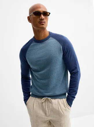 Le 31 Mens Colourblock raglan sweater