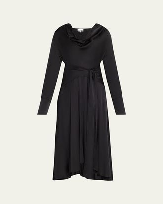 Ganni Long-Sleeve Stretch Satin Dress