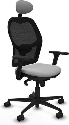 Piqueras y Crespo Jorquera Sincro Malla Negra Similpiel Gris Claro Brazos 3d Base Nailon Cabecero Fijo Ruedas 65mm Nailon