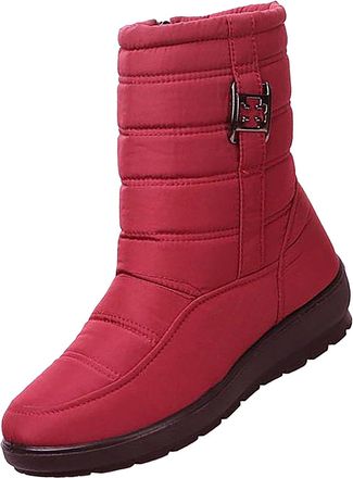 Generic Ladies Winter Boots, Wide Fit Boots for Women - Comfortable Thermal Cotton Shoes Classic Retro Shortboots Lightweight Ankle Booties Winter Solid Color