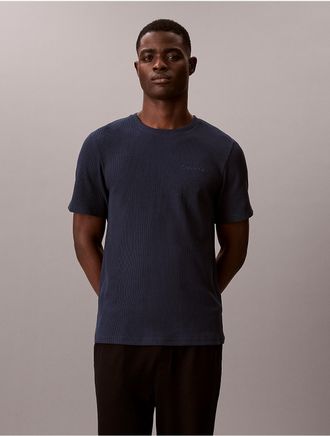 Calvin Klein Mens Waffle Knit Sleep T-Shirt - Blue - XL