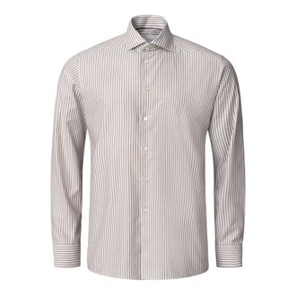 Eton Casual Shirts, male, Brown, Size: 2XL Slim Fit Striped Signature Oxford Shirt