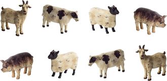 Melrose International Rustic Farm Animal Figurine (Set of 8) - White, Black