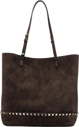 Valentino Rockstud Medium Tote - Dames - Shoppers - Bruin - ONE Size - Su&egrave;de - Tassen