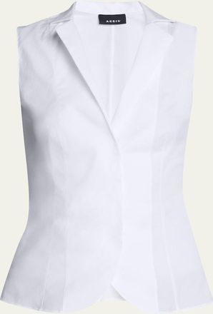 Akris Notched Stand-Collar Sleeveless Button-Front Blouse