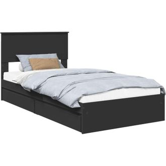 vidaXL Storage Bed with Headboard Black 100 x 200 cm Engineered Wood vidaXL