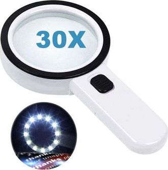 OEM Lupa Con 12 Luces Led Y Lente De Doble Cristal De 30 Aumentos