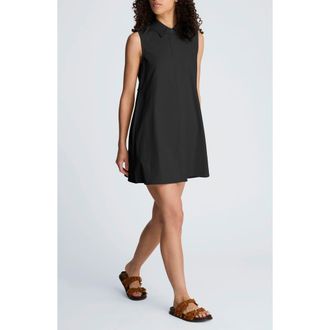 Kenneth Cole Sleeveless Trapeze Mini Shirtdress in Black at Nordstrom, Size 12