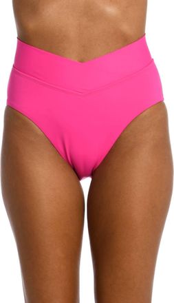 La Blanca Island Goddess Crossover High Waist Swim Bottom In Pop Pink