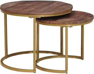 vidaXL Nesting Coffee Tables 2 pcs Solid Mango Wood and Steel vidaXL