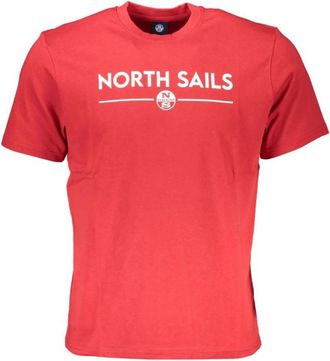North Sails Rood Katoen Print Logo T-Shirt - Heren - T-shirts - Rood - XL - Katoen - Tops