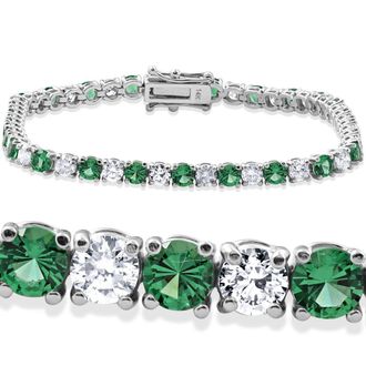 Pompeii3 8ct Emerald & Diamond Tennis Bracelet 14K White Gold 7